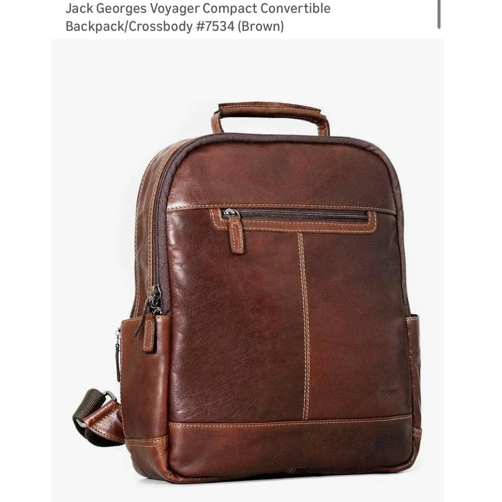 Jack Georges Voyager Compact Convertible Backpack Crossbody Brown‎